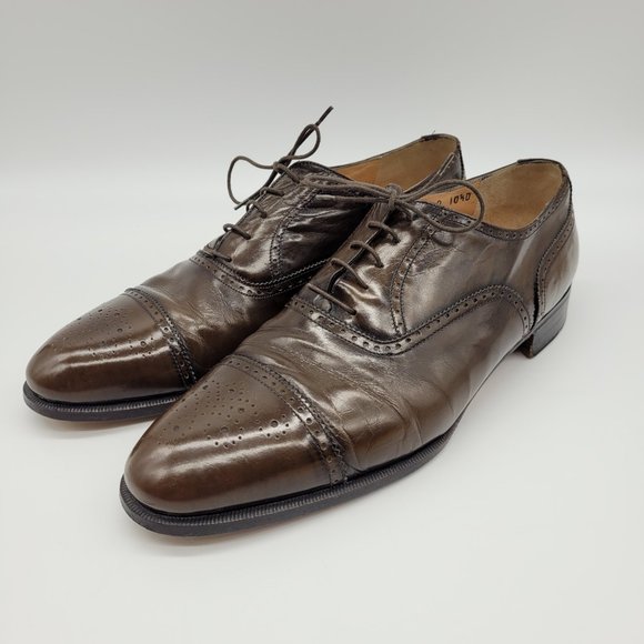 Salvatore Ferragamo Brown Lace-up Oxfords - Size 10.5D - Picture 1 of 10
